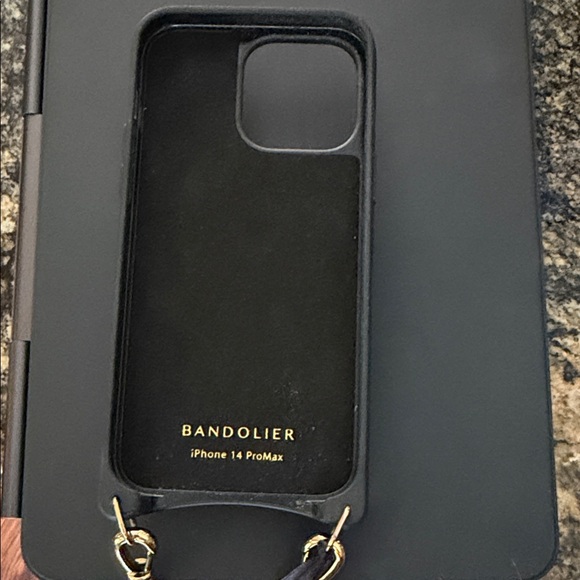 Bandolier saddle tan and Gold iPhone 14 Pro Max Case and strap - Picture 3 of 5